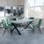 Ezra Grey Dining Set with Cross Legs - Corona Green Fabric Dining Chair