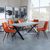 Ezra Grey Dining Set with Cross Legs - Corona Orange Fabric Dining Chair