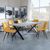 Ezra Grey Dining Set with Cross Legs - Corona Yellow Fabric Dining Chair