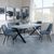 Ezra Grey Dining Set with Cross Legs - Darwin Dark Grey Fabric Dining Chair
