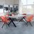 Ezra Grey Dining Set with Cross Legs - Ion Orange Velvet Fabric Swivel Dining Chair
