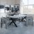 Ezra Grey Dining Set with Cross Legs - Kiefer Grey Boucle Fabric Dining Chair