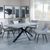 Ezra Grey Dining Set with Spider Legs - Ace Grey Fabric Swivel Dining Chair