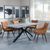 Ezra Grey Dining Set with Spider Legs - Ace Orange Fabric Swivel Dining Chair
