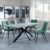 Ezra Grey Dining Set with Spider Legs - Corona Green Fabric Dining Chair