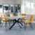 Ezra Grey Dining Set with Spider Legs - Corona Yellow Fabric Dining Chair