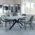 Ezra Grey Dining Set with Spider Legs - Darwin Green Fabric Dining Chair