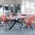 Ezra Grey Dining Set with Spider Legs - Ion Orange Velvet Fabric Swivel Dining Chair