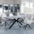 Ezra Grey Dining Set with Spider Legs - Theo Grey Fabric Swivel Dining Chair