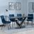 Maldon Black Ceramic Dining Set - Corona Blue Fabric Dining Chair