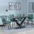 Maldon Black Ceramic Dining Set - Corona Green Fabric Dining Chair