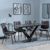 Maldon Black Ceramic Dining Set - Corona Grey Fabric Dining Chair