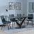 Maldon Black Ceramic Dining Set - Corona Light Grey Fabric Dining Chair