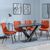 Maldon Black Ceramic Dining Set - Corona Orange Fabric Dining Chair