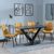 Maldon Black Ceramic Dining Set - Corona Yellow Fabric Dining Chair