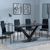 Maldon Black Ceramic Dining Set - Lido Black Fabric Dining Chair with Black Legs