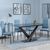 Maldon Black Ceramic Dining Set - Lido Blue Fabric Dining Chair with Black Legs