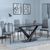 Maldon Black Ceramic Dining Set - Lido Dark Grey Fabric Dining Chair with Black Legs