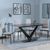 Maldon Black Ceramic Dining Set - Lido Sand Fabric Dining Chair with Black Legs