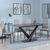 Maldon Black Ceramic Dining Set - Metro Beige Leather Dining Chair with Black Legs