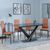 Maldon Black Ceramic Dining Set - Metro Burnt Orange Leather Dining Chair with Black Legs