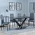 Maldon Black Ceramic Dining Set - Metro Grey Leather Dining Chair with Black Legs