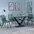 Maldon Grey Ceramic Dining Set - Corona Green Fabric Dining Chair
