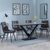 Maldon Grey Ceramic Dining Set - Corona Grey Fabric Dining Chair