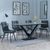Maldon Grey Ceramic Dining Set - Corona Light Grey Fabric Dining Chair