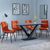 Maldon Grey Ceramic Dining Set - Corona Orange Fabric Dining Chair