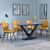 Maldon Grey Ceramic Dining Set - Corona Yellow Fabric Dining Chair