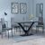 Maldon Grey Ceramic Dining Set - Lido Dark Grey Fabric Dining Chair with Black Legs