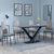 Maldon Grey Ceramic Dining Set - Metro Beige Leather Dining Chair with Black Legs
