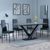 Maldon Grey Ceramic Dining Set - Metro Black Leather Dining Chair with Black Legs