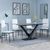 Maldon Grey Ceramic Dining Set - Metro White Leather Dining Chair with Black Legs