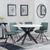 Novara White Ceramic 4 Seater Round Dining Set - 4 Boden Green Fabric Swivel Dining Chair