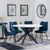 Novara White Ceramic 4 Seater Round Dining Set - 4 Corona Blue Fabric Dining Chair