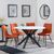 Novara White Ceramic 4 Seater Round Dining Set - 4 Corona Orange Fabric Dining Chair