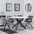 Novara White Ceramic 4 Seater Round Dining Set - 4 Ion Dark Grey Velvet Fabric Swivel Dining Chair