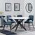 Novara White Ceramic 4 Seater Round Dining Set - 4 Peyton Blue Fabric Dining Chair