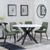 Novara White Ceramic 4 Seater Round Dining Set - 4 Peyton Green Fabric Dining Chair
