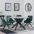 Novara Grey Ceramic 4 Seater Round Dining Set - 4 Arctic Green Velvet Fabric Swivel Dining Chair