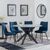 Novara Grey Ceramic 4 Seater Round Dining Set - 4 Corona Blue Fabric Dining Chair