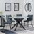 Novara Grey Ceramic 4 Seater Round Dining Set - 4 Corona Light Grey Fabric Dining Chair