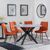 Novara Grey Ceramic 4 Seater Round Dining Set - 4 Corona Orange Fabric Dining Chair