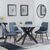 Novara Grey Ceramic 4 Seater Round Dining Set - 4 Darwin Dark Grey Fabric Dining Chair