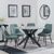 Novara Grey Ceramic 4 Seater Round Dining Set - 4 Darwin Green Fabric Dining Chair