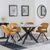 Novara Grey Ceramic 4 Seater Round Dining Set - 4 Ion Mustard Velvet Fabric Swivel Dining Chair