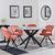 Novara Grey Ceramic 4 Seater Round Dining Set - 4 Ion Orange Velvet Fabric Swivel Dining Chair