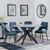 Novara Grey Ceramic 4 Seater Round Dining Set - 4 Peyton Blue Fabric Dining Chair